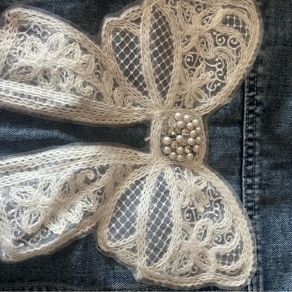 Kids Denim Jacket with Lace Bow size 3/4 - Picture 8 of 9